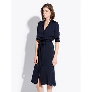 Ayr Silk Trench Dress (navy)